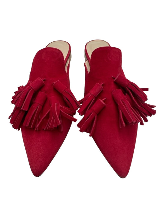 Bells & Becks Shoe Size 37.5 Red Leather Suede Pointed Toe Tassels Mules Red / 37.5