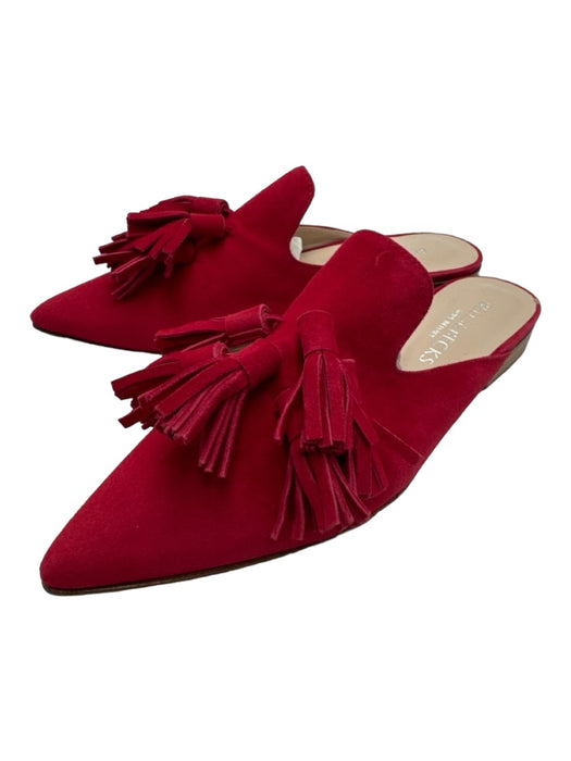 Bells & Becks Shoe Size 37.5 Red Leather Suede Pointed Toe Tassels Mules Red / 37.5