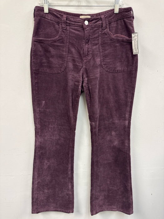 Pilcro Size 30 Purple Cotton & Modal Corduroy High Rise Flare Leg Pants