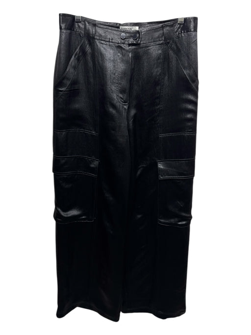 Simkhai Size 8 Black Acetate High Rise Cargo Pockets Wide Leg Pants Black / 8