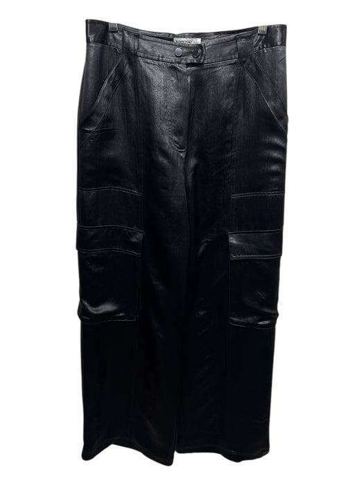 Simkhai Size 8 Black Acetate High Rise Cargo Pockets Wide Leg Pants Black / 8