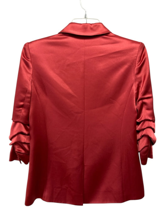 Cinq a Sept Size 2 Rust Red Triacetate Blend Satin Scrunched Sleeves Jacket Rust Red / 2