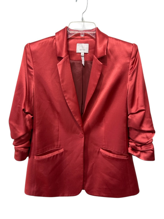 Cinq a Sept Size 2 Rust Red Triacetate Blend Satin Scrunched Sleeves Jacket Rust Red / 2