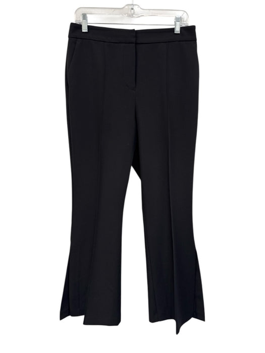 Milly Size 8 Black Polyester Blend Pintuck Front Ankle Slits Crop Flare Pants Black / 8