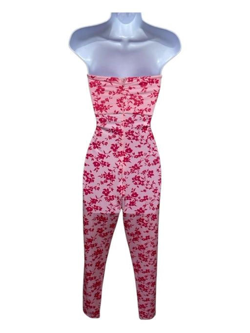 Lovers + Friends Size Medium Pink & Red Polyester Blend Strapless Jumpsuit Pink & Red / Medium