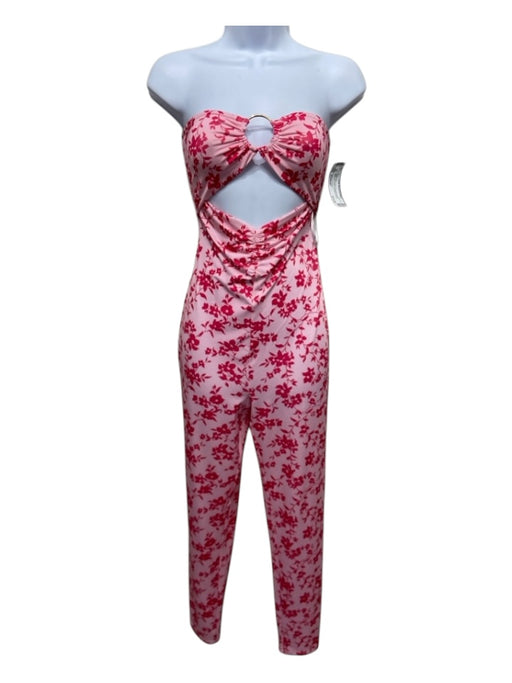 Lovers + Friends Size Medium Pink & Red Polyester Blend Strapless Jumpsuit Pink & Red / Medium