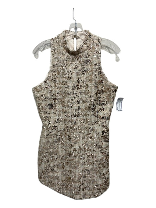 Amanda Uprichard Size Medium Gold & Beige Polyester Sleeveless Sequined Dress Gold & Beige / Medium