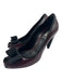 Fendi Shoe Size 38 Burgundy & Black Leather Patent Bow Detail Peep Toe Pumps Burgundy & Black / 38