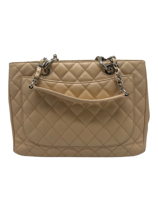 Chanel Beige Leather Quilted Logo Shoulder Bag Bag Beige / Medium