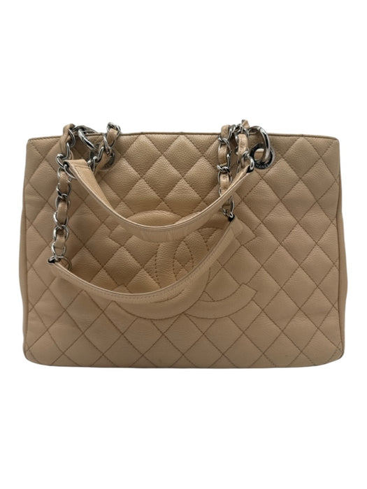 Chanel Beige Leather Quilted Logo Shoulder Bag Bag Beige / Medium