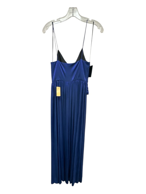 Retrofete Size Small Blue Spaghetti Strap Pleated Metallic Thread Gathered Gown Blue / Small