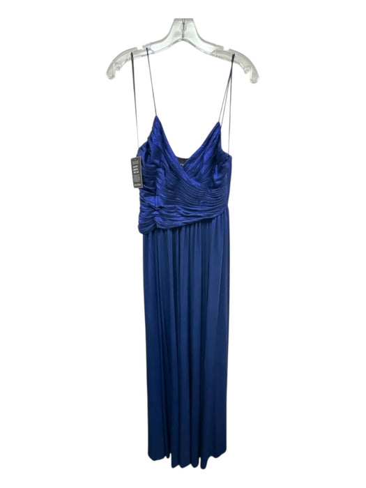 Retrofete Size Small Blue Spaghetti Strap Pleated Metallic Thread Gathered Gown Blue / Small