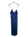 Retrofete Size Small Blue Spaghetti Strap Pleated Metallic Thread Gathered Gown Blue / Small