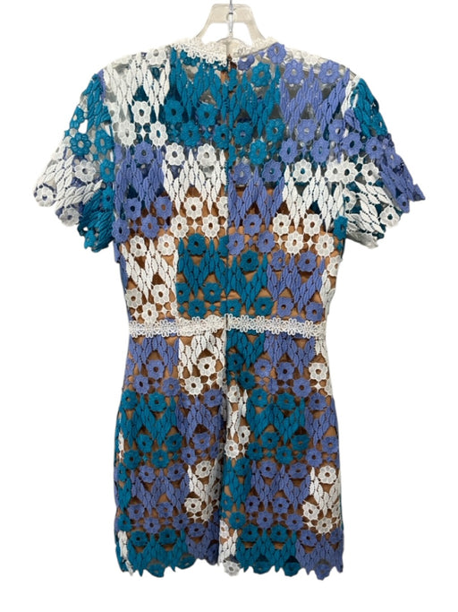 Elliatt Size XS Turquoise, Purple & White Polyester Short Sleeve Back Zip Dress Turquoise, Purple & White / XS
