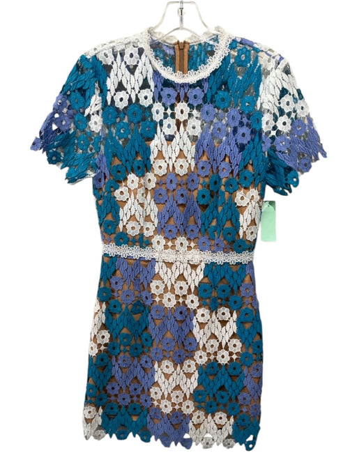 Elliatt Size XS Turquoise, Purple & White Polyester Short Sleeve Back Zip Dress Turquoise, Purple & White / XS