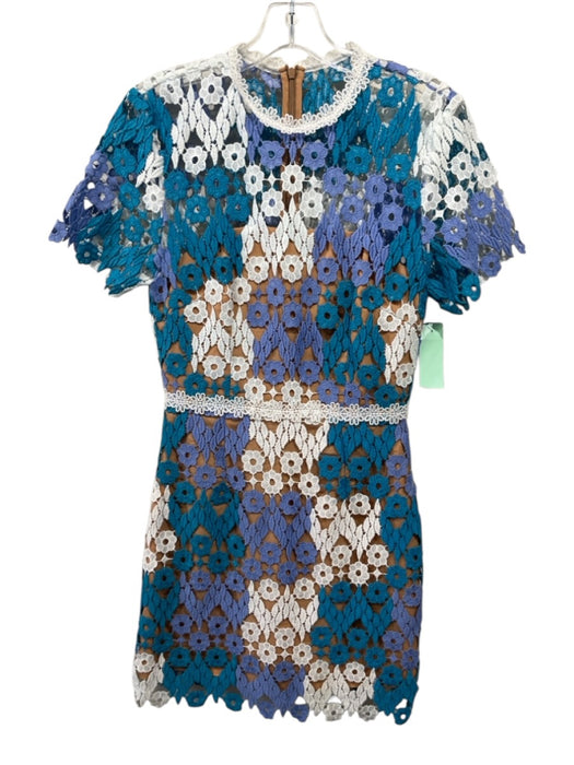 Elliatt Size XS Turquoise, Purple & White Polyester Short Sleeve Back Zip Dress Turquoise, Purple & White / XS