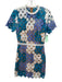 Elliatt Size XS Turquoise, Purple & White Polyester Short Sleeve Back Zip Dress Turquoise, Purple & White / XS