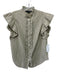 Veronica Beard Size S Green & White Cotton Gingham Checked Ruffle Cap Sleeve Top Green & White / S