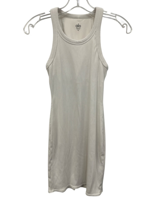 Alo Yoga Size XS White Polyester Blend Ribbed bodycon Sleeveless Mini Dress White / XS