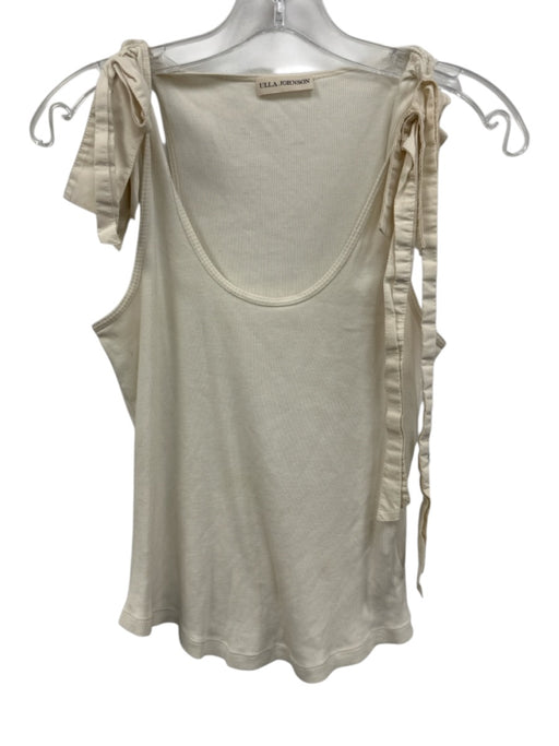 Ulla Johnson Size S Cream Cotton Ribbed Knit Scoop Neck Sleeveless Top Cream / S