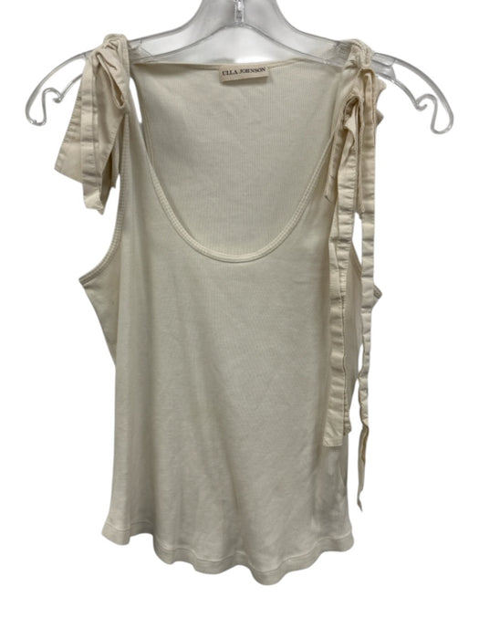 Ulla Johnson Size S Cream Cotton Ribbed Knit Scoop Neck Sleeveless Top Cream / S