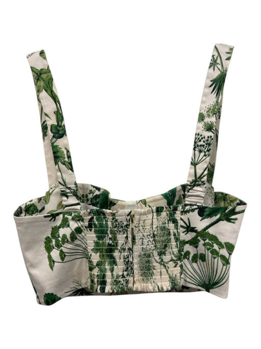 Cara Cara Size 2 White & Green Cotton Blend Botanical Maxi Bustier Skirt Set White & Green / 2