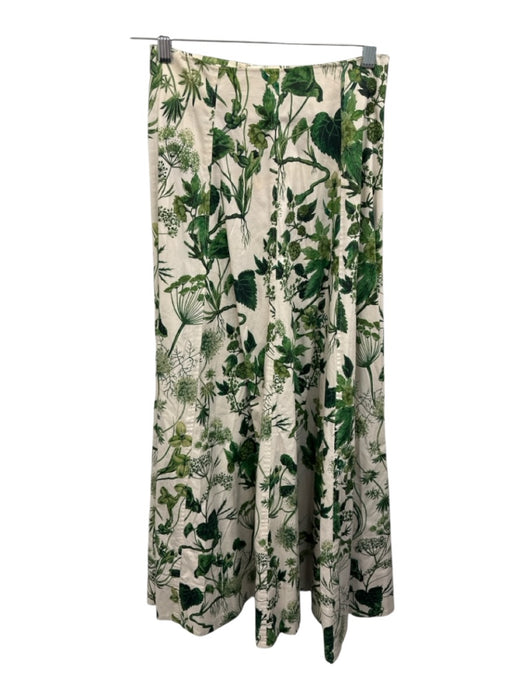 Cara Cara Size 2 White & Green Cotton Blend Botanical Maxi Bustier Skirt Set White & Green / 2