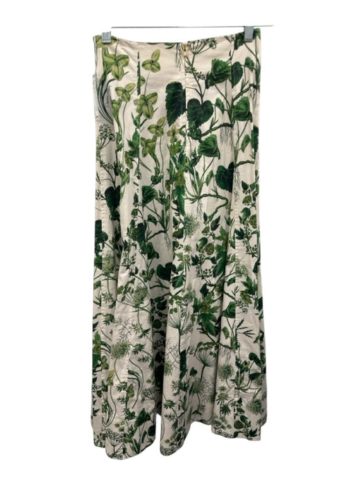 Cara Cara Size 2 White & Green Cotton Blend Botanical Maxi Bustier Skirt Set White & Green / 2