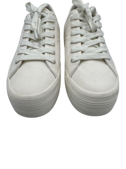 Veronica Beard Shoe Size 8 Ivory White Canvas Rubber Sole Stitch Detail Sneakers Ivory White / 8