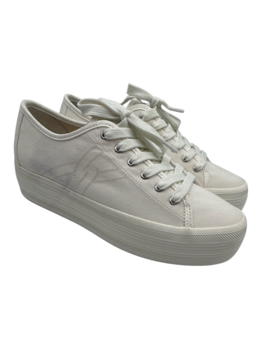 Veronica Beard Shoe Size 8 Ivory White Canvas Rubber Sole Stitch Detail Sneakers Ivory White / 8