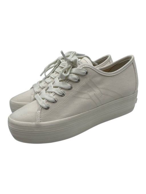 Veronica Beard Shoe Size 8 Ivory White Canvas Rubber Sole Stitch Detail Sneakers Ivory White / 8