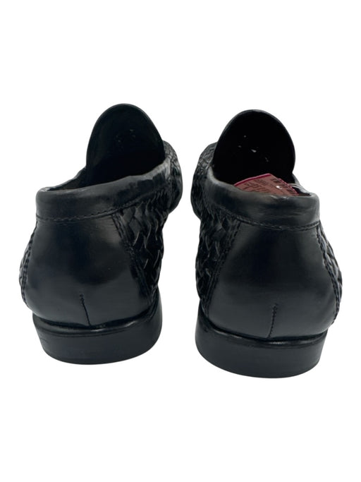 Apostrophe Shoe Size 7.5 Black Leather Upper Square Toe Woven Block Heel Loafers Black / 7.5