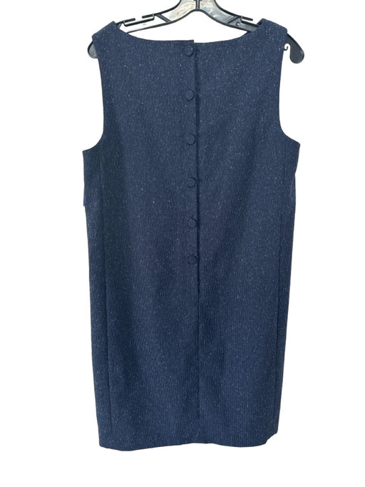 Theory Size 10 Navy Blue Wool & Cotton Sleeveless Button Back Pockets Dress Navy Blue / 10