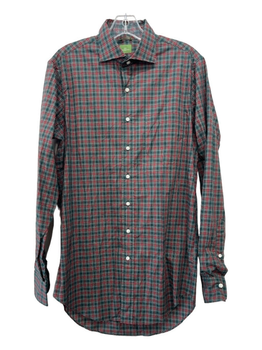 Sid Mashburn Size M Red & Green Cotton Plaid Front Pocket Long Sleeve Shirt M