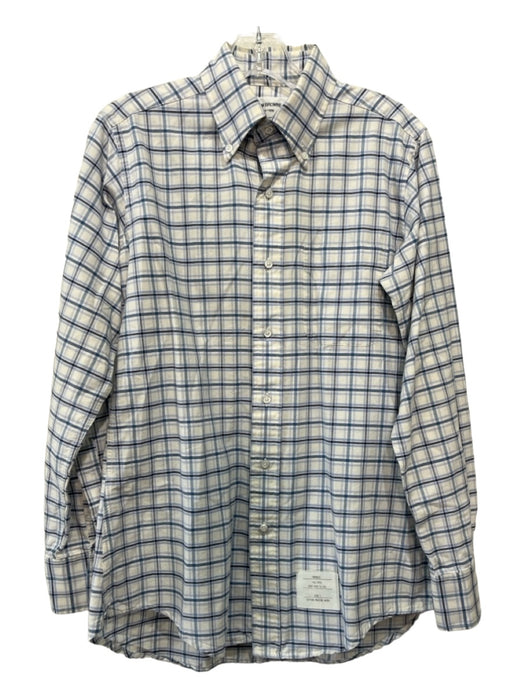 Thom Browne Size 2 White & Blue Cotton Plaid Button Down Men's Long Sleeve Shirt 2