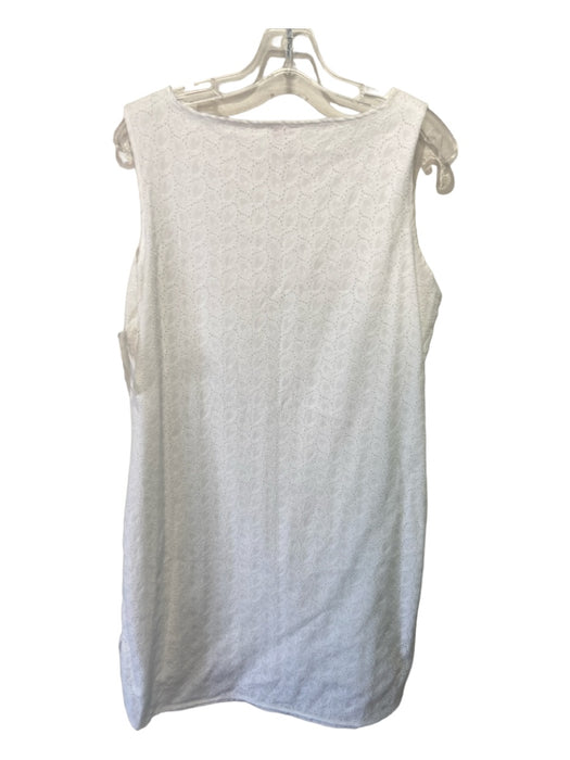 Ann Mashburn Size L White Cotton Round Neck Sleeveless eyelet Shift Dress White / L