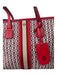 Tory Burch White Red & Navy Coated Canvas Chain Print Double Top Handle Bag White Red & Navy / S