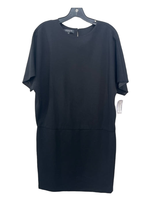 Lafayette 148 Size L Black Viscose Blend Round Neck Short Sleeve Shift Dress Black / L