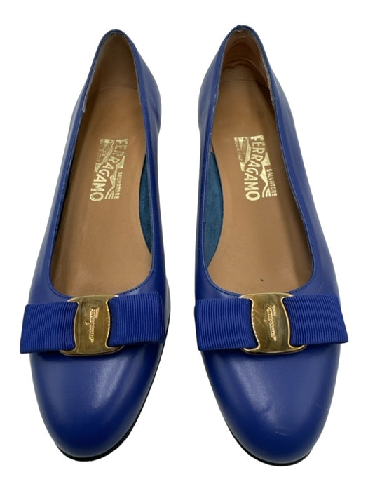 Salvatore Ferragamo Shoe Size 8 Cobalt Blue Leather Almond Toe Bow Pumps Cobalt Blue / 8