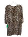 Equipment Size L Black & Brown Silk Animal Print Front Pocket 3/4 Sleeve Dress Black & Brown / L