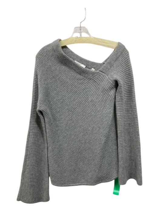 A.L.C. Size XS Gray Wool & Cashmere Asymetric Neckline Long Bell Sleeve Sweater Gray / XS