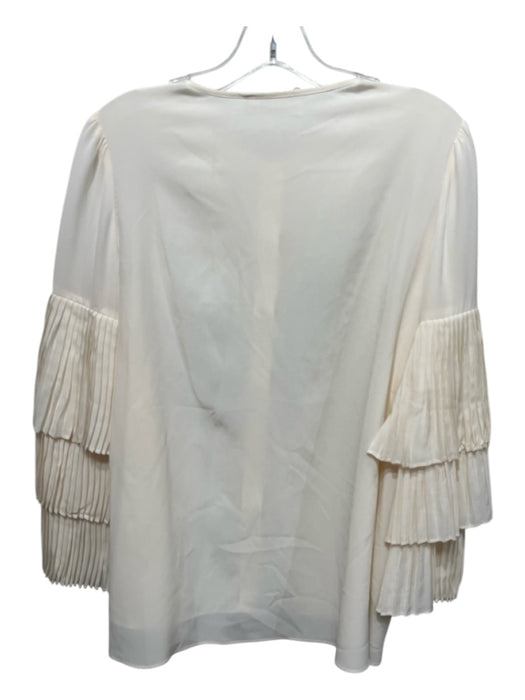 Co Size S Cream Silk Button Up Micro Pleat Long Sleeve Top Cream / S