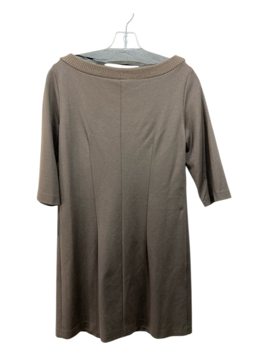 Atos Lombardini Size 42 Brown Viscose & Polyamide Half Sleeve Knee Length Dress Brown / 42