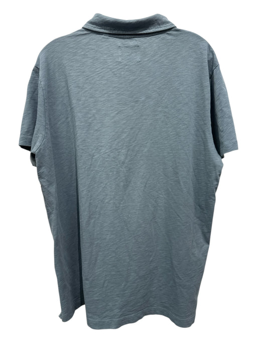 Billy Reid Size XL Blue Cotton Solid Polo Men's Short Sleeve Blue / XL