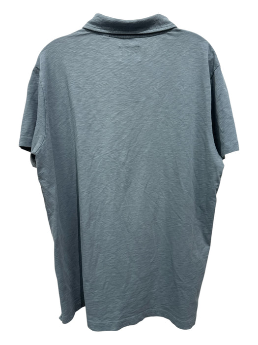 Billy Reid Size XL Blue Cotton Solid Polo Men's Short Sleeve Blue / XL