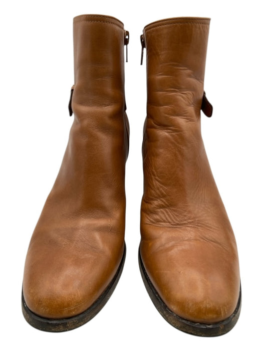Ann Mashburn Shoe Size 38 Tan Leather round toe Interior Zip Booties Tan / 38