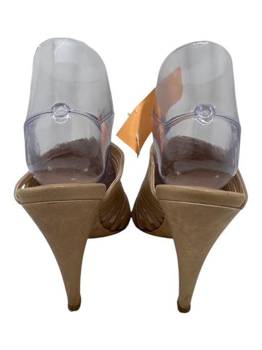 Loeffler Randall Shoe Size 7 Beige Leather open toe Caged Strappy Mule Sandals Beige / 7