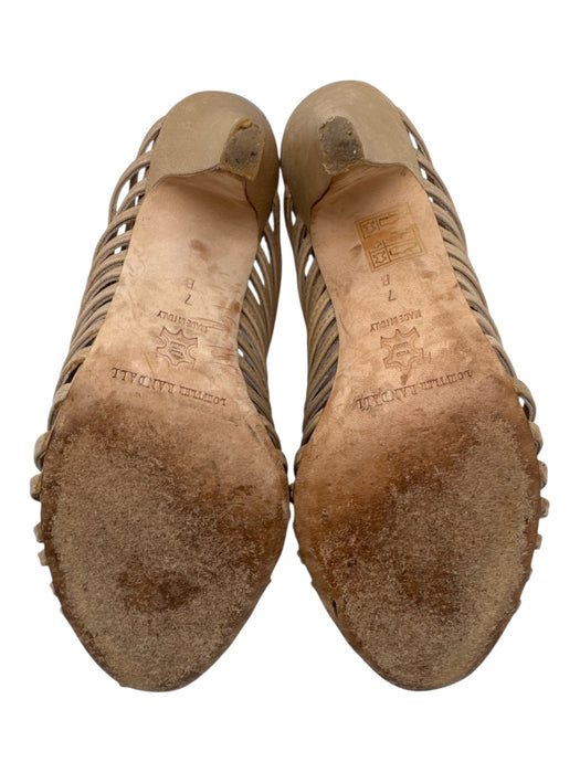 Loeffler Randall Shoe Size 7 Beige Leather open toe Caged Strappy Mule Sandals Beige / 7