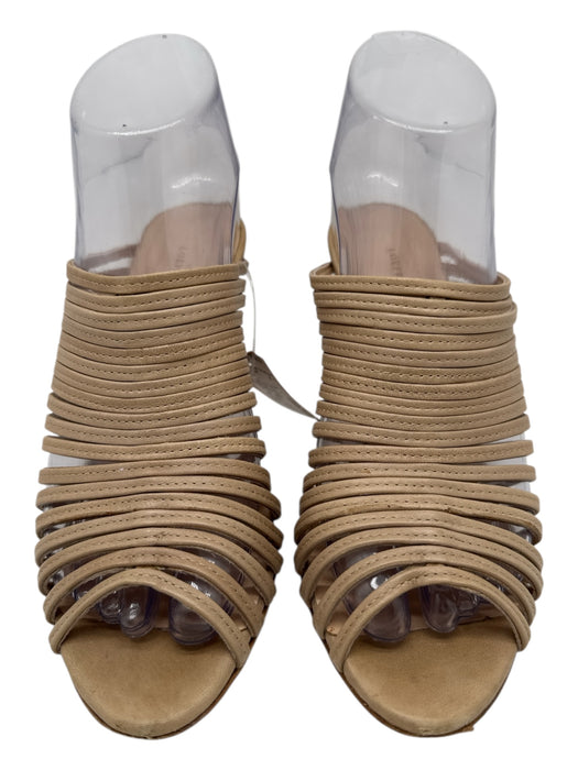Loeffler Randall Shoe Size 7 Beige Leather open toe Caged Strappy Mule Sandals Beige / 7