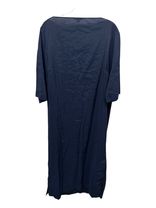 COS Size M Navy Blue Cotton Blend Fabric Block Ribbed Detail Short Sleeve Dress Navy Blue / M